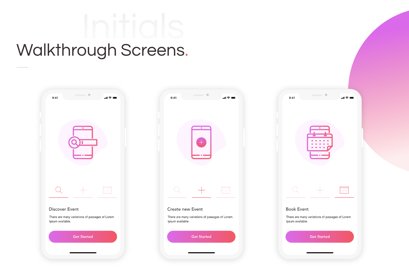Walkthrough screens